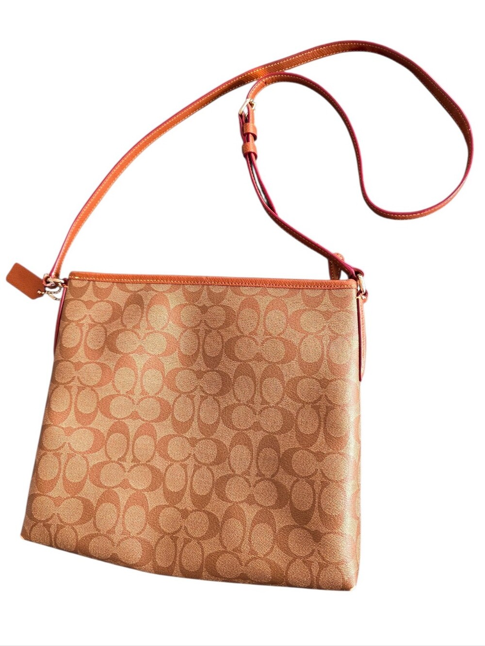 Coach Signature Crossbody File Bag in Saddle/Tan  Canvas - Picture 3 of 16